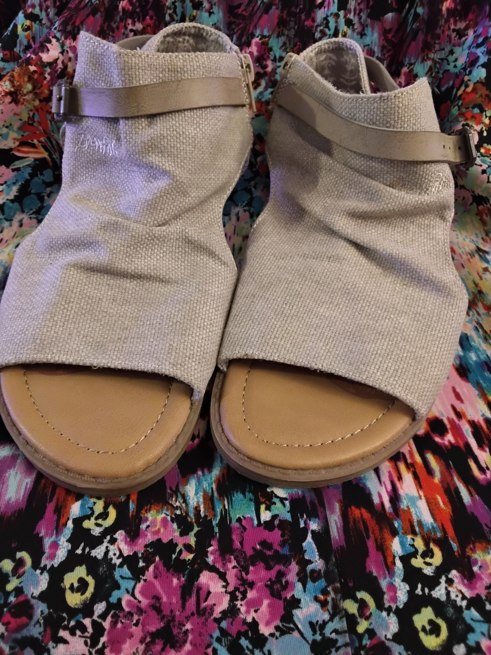 Blowfish Malibu Women’s size 7.5 7 1/2 open toe slingback canvas sandals NEW
